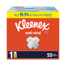 Kleenex Anti-Viral Facial Tissue, 3-Ply, White, 55 Sheets/Box, 27 Boxes/Carton