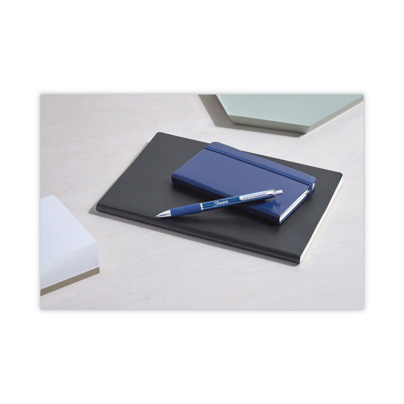 Sharpie S-Gel Premium Metal Barrel Gel Pen, Retractable, Medium 0.7 mm, Black Ink, Midnight Blue Barrel, Dozen