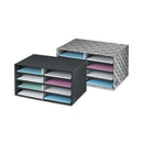 Bankers Box Decorative Sorter, 8 Letter Compartments, 19.5 x 12.38 x 10.25, Black/White Brocade