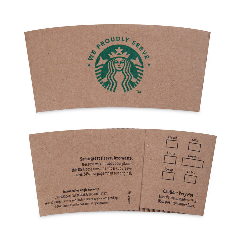 Starbucks Cup Sleeves, Fits 12, 16, 20 oz Hot Cups, Kraft, 1,380/Carton