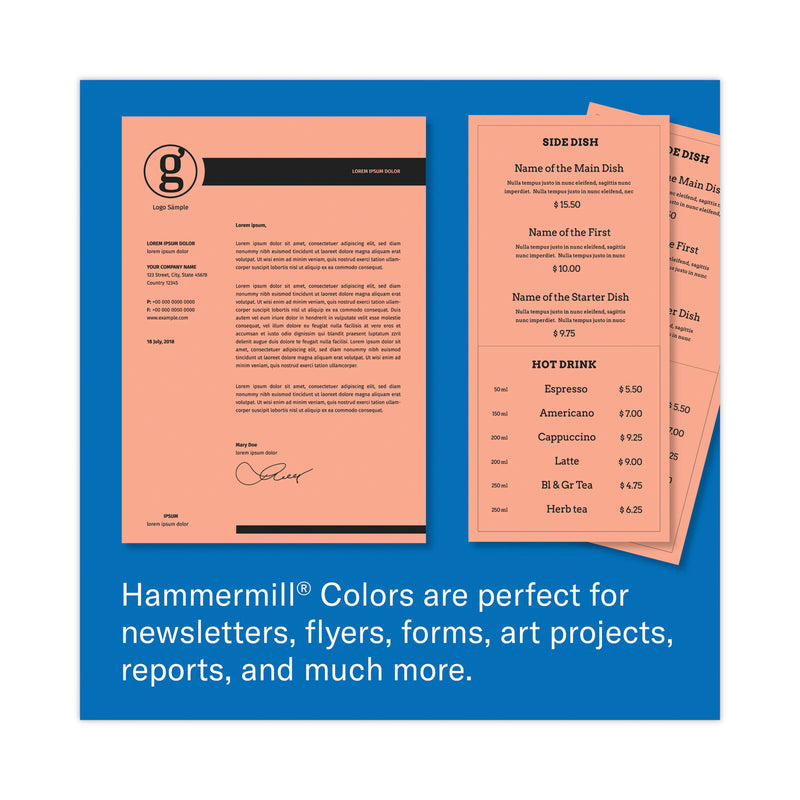 Hammermill Colors Print Paper, 20 lb Bond Weight, 8.5 x 11, Salmon, 500/Ream