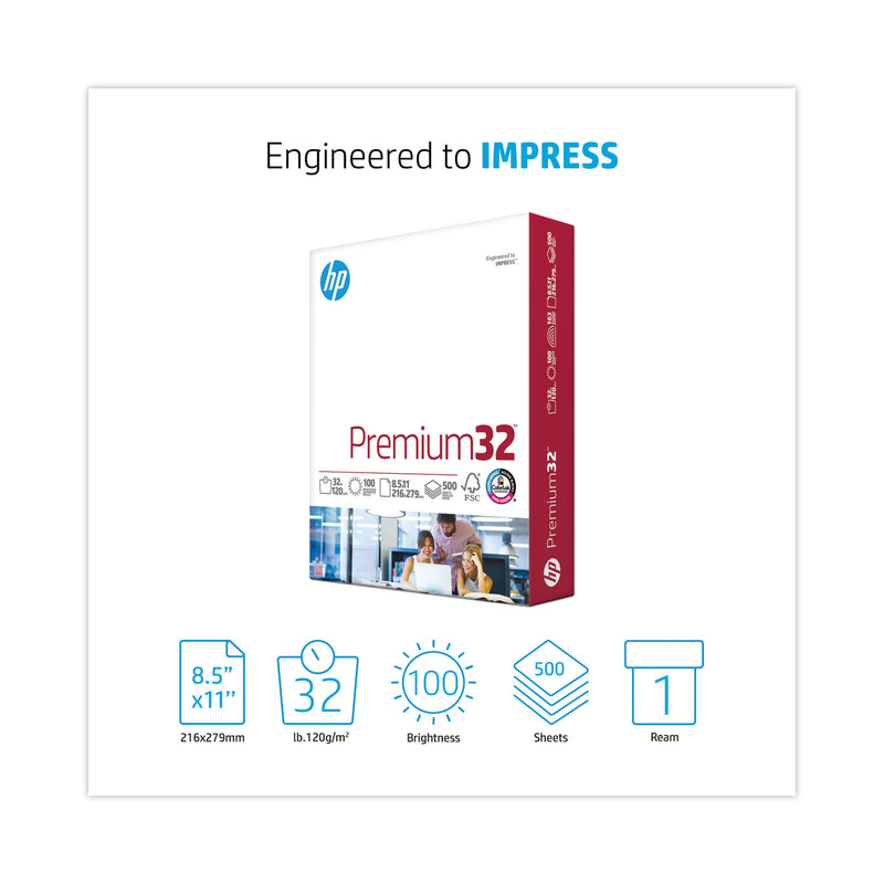 HP Premium Choice LaserJet Paper, 100 Bright, 32 lb Bond Weight, 8.5 x 11, Ultra White, 500/Ream