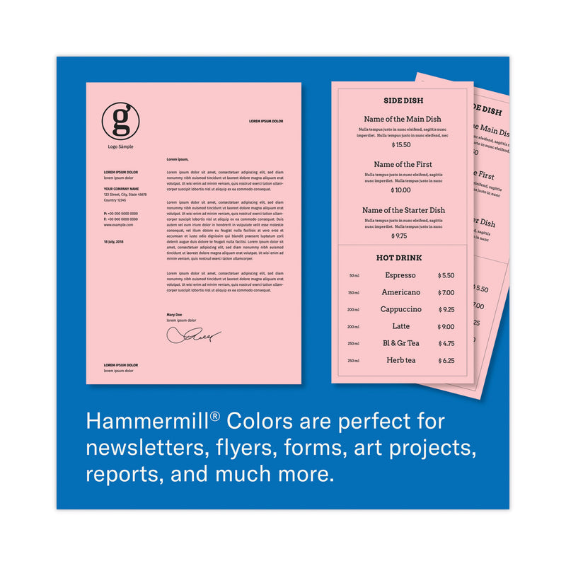 Hammermill Colors Print Paper, 20 lb Bond Weight, 8.5 x 11, Pink, 500/Ream