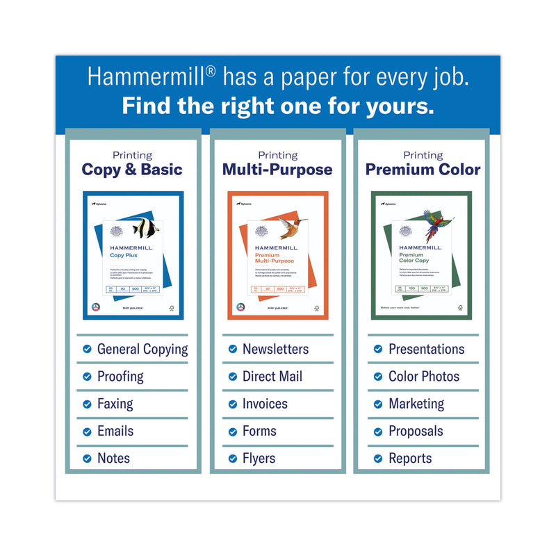 Hammermill Copy Plus Print Paper, 92 Bright, 3-Hole, 20 lb Bond Weight, 8.5 x 11, White, 500 Sheets/Ream, 10 Reams/Carton