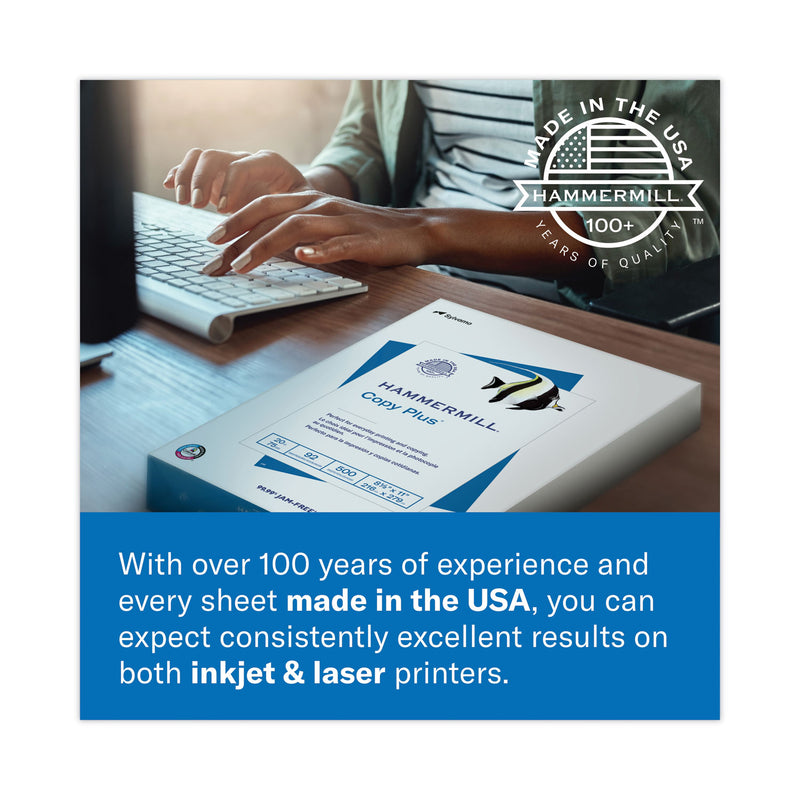 Hammermill Copy Plus Print Paper, 92 Bright, 20 lb Bond Weight, A4, White, 500/Ream