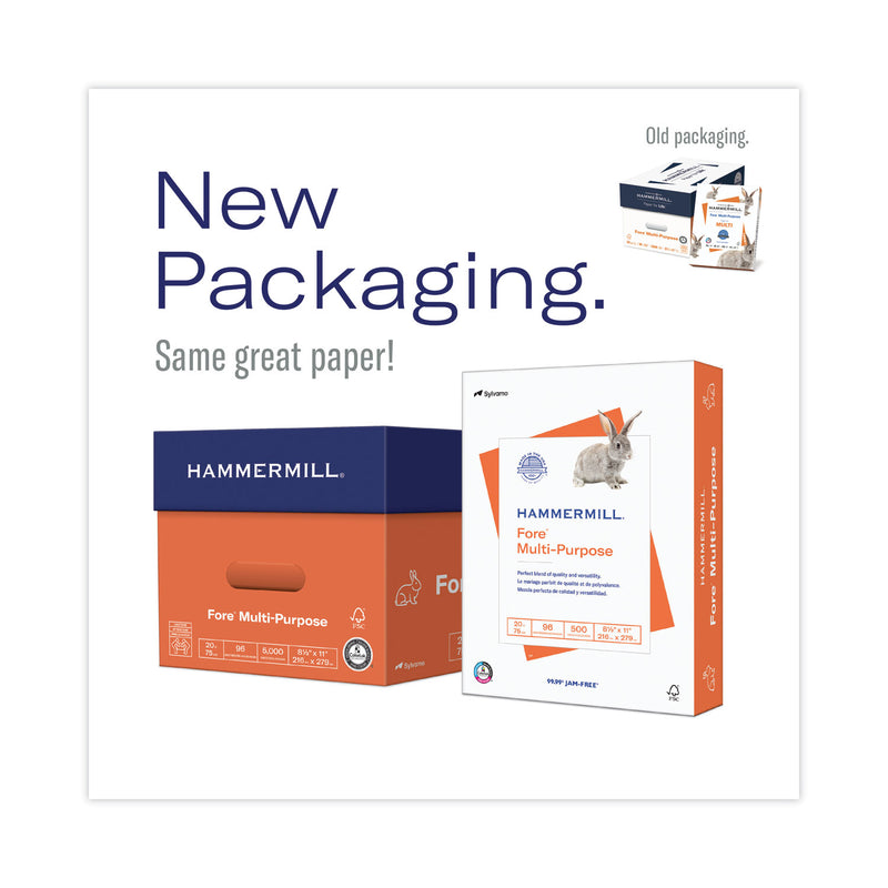 Hammermill Fore Multipurpose Print Paper, 96 Bright, 20 lb Bond Weight, 8.5 x 11, White, 500 Sheets/Ream, 10 Reams/Carton