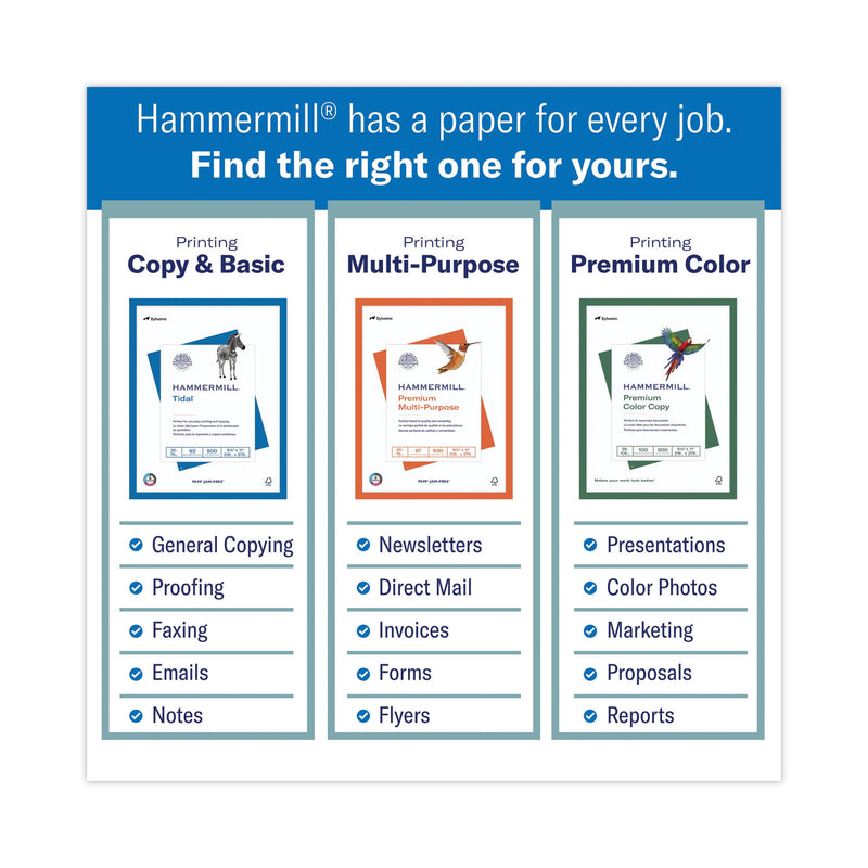 Hammermill Colors Print Paper, 20 lb Bond Weight, 8.5 x 11, Blue, 500 Sheets/Ream, 10 Reams/Carton