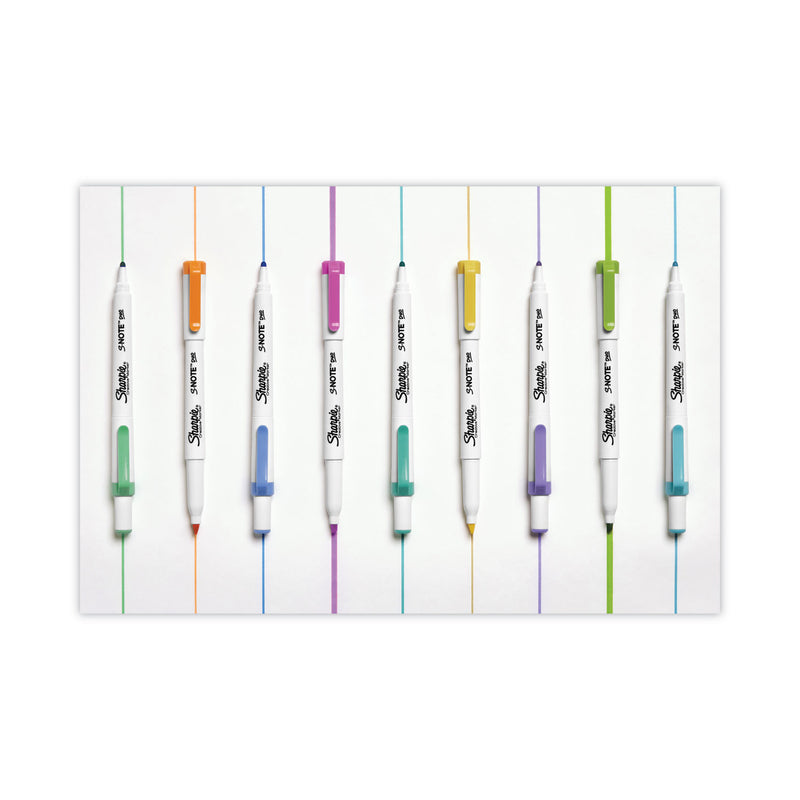 Sharpie S-Note Creative Markers, Assorted Ink Colors, Bullet/Chisel Tip, White Barrel, 8/Pack