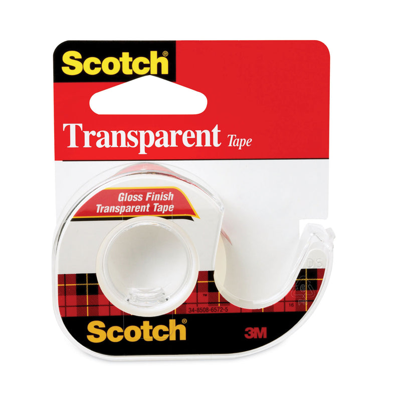 Scotch Transparent Tape In Handheld Dispenser, 1" Core, 0.5" x 37.5 ft, Transparent