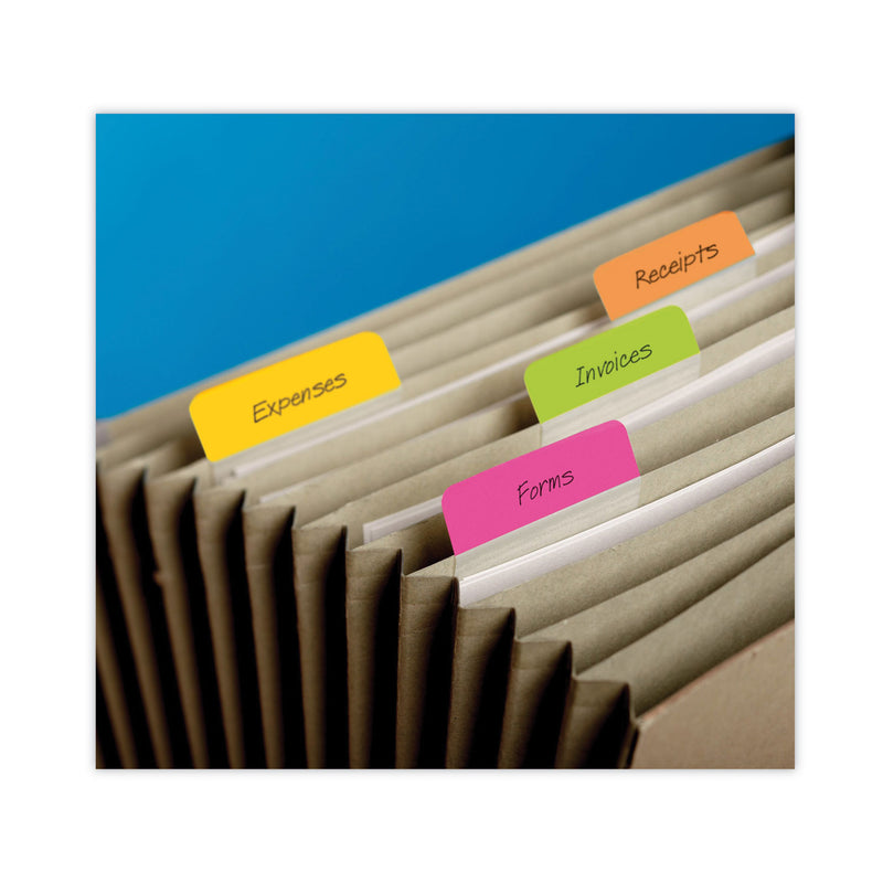Post-it 2" Plain Solid Color Angled Tabs, 1/5-Cut, Assorted Brights Colors, 2" Wide, 24/Pack