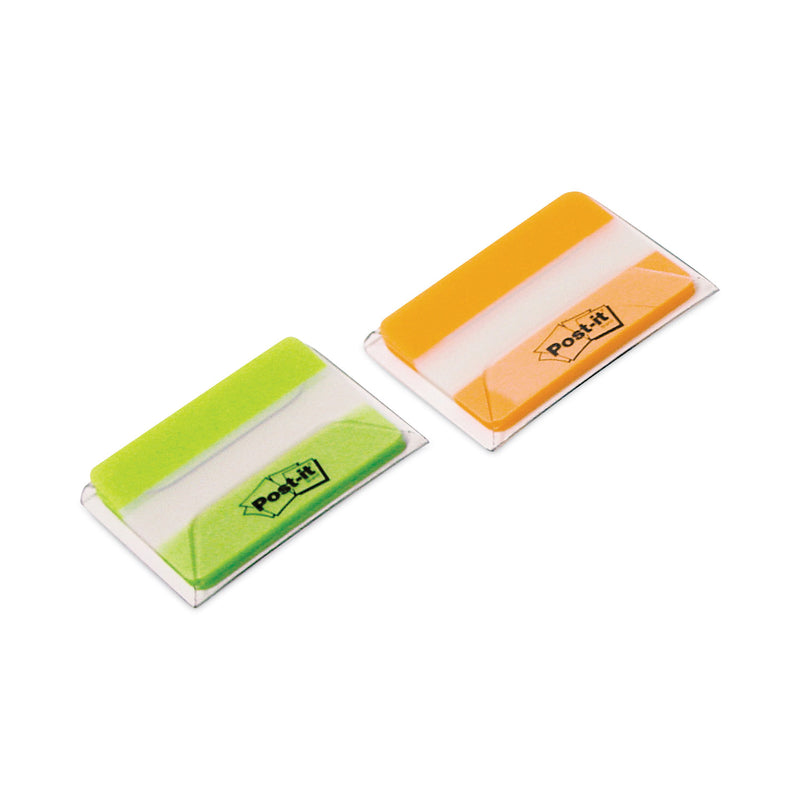 Post-it Solid Color Tabs, 1/5-Cut, Assorted Colors (Green and Orange), 2" Wide, 44/Pack