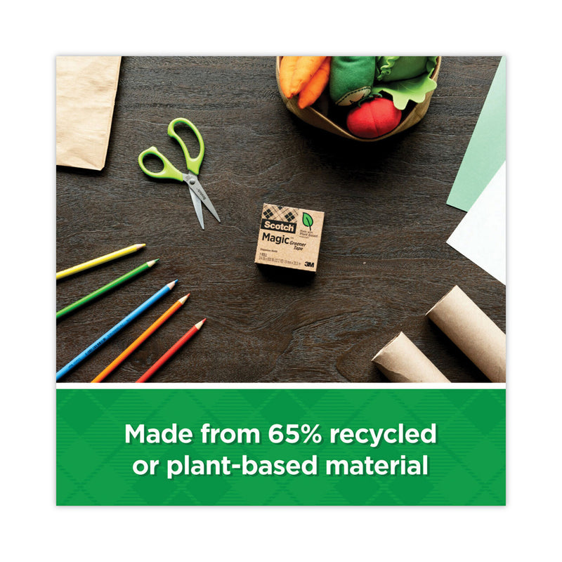 Scotch Magic Greener Tape with C38 Dispenser, 1" Core, 0.75" x 75 ft, Clear, 6/Pack