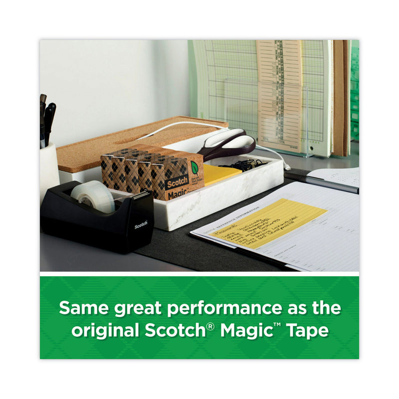 Scotch Magic Greener Tape with C38 Dispenser, 1" Core, 0.75" x 75 ft, Clear, 6/Pack