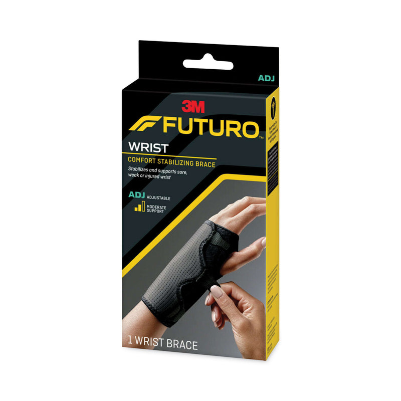 FUTURO Adjustable Reversible Splint Wrist Brace, Fits Wrists 5.5" to 8.5", Black