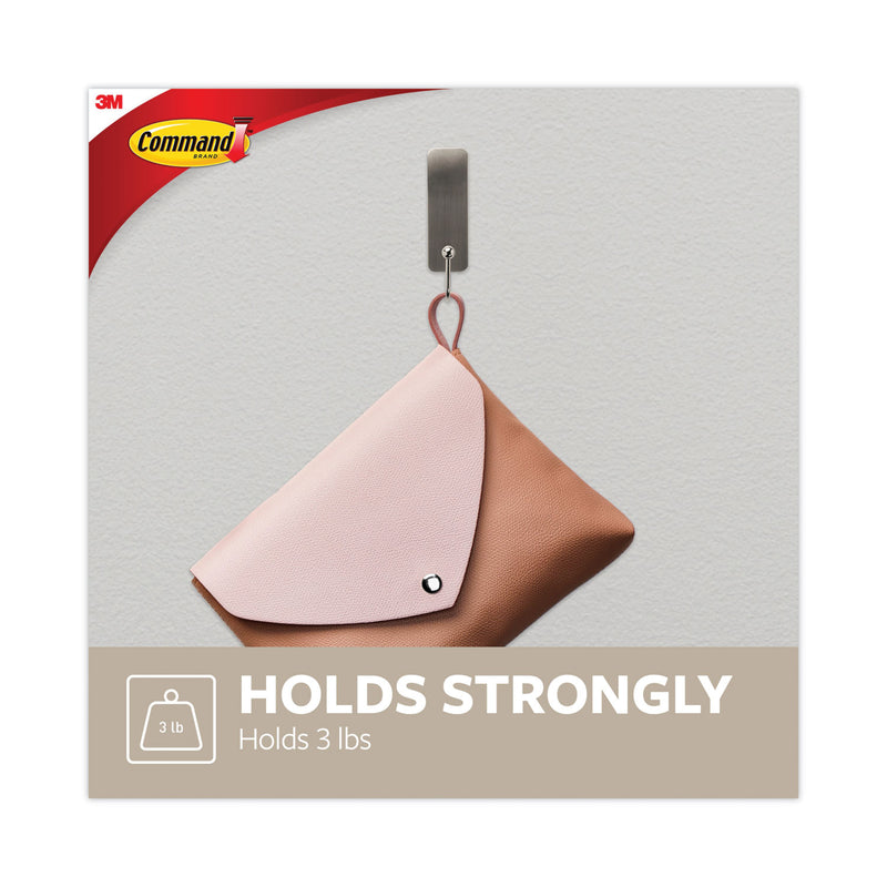 Command Decorative Hooks, Medium, Brushed Nickel, 2 Hook and 4 Strips/Pack