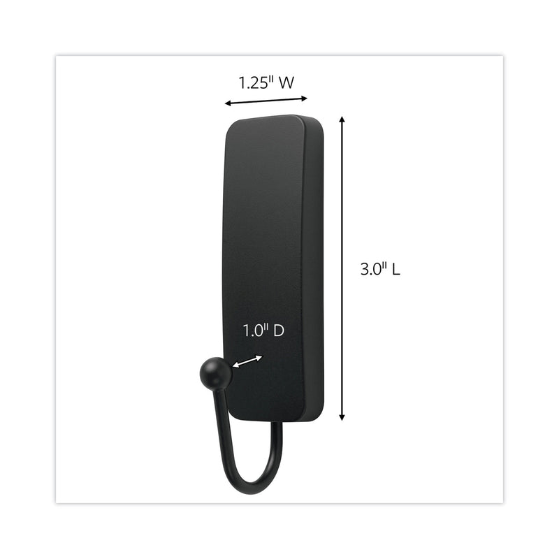 Command Decorative Hooks, Medium, Matte Black, 2 Hook and 4 Strips/Pack