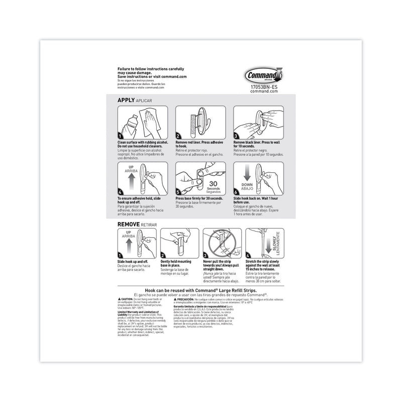 Command Decorative Hooks, Traditional, Large, 1 Hook and 2 Strips/Pack