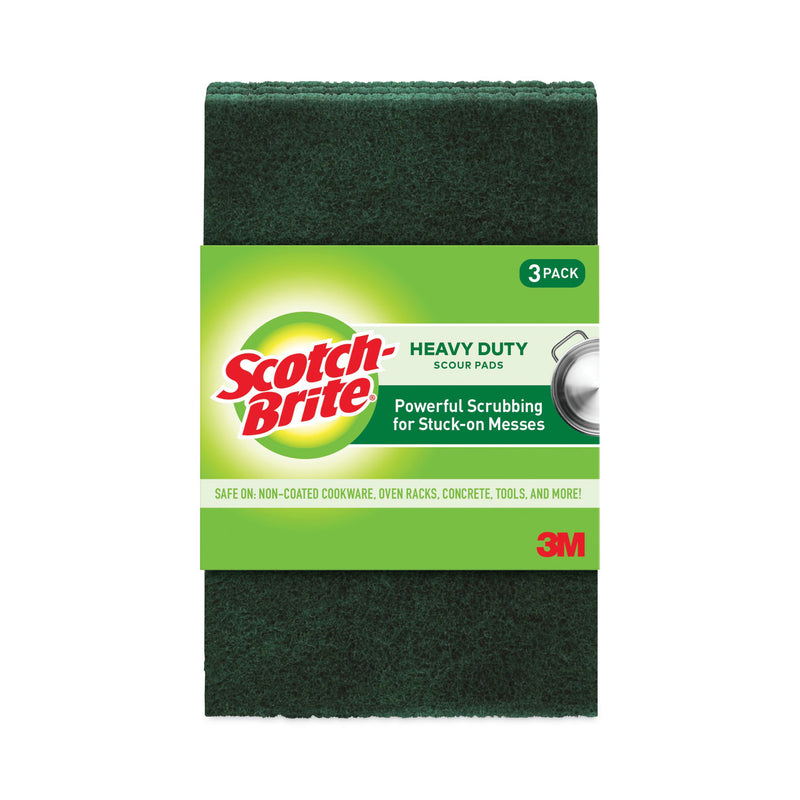 Scotch-Brite Heavy-Duty Scour Pad, 3.8 x 6, Green, 10/Carton