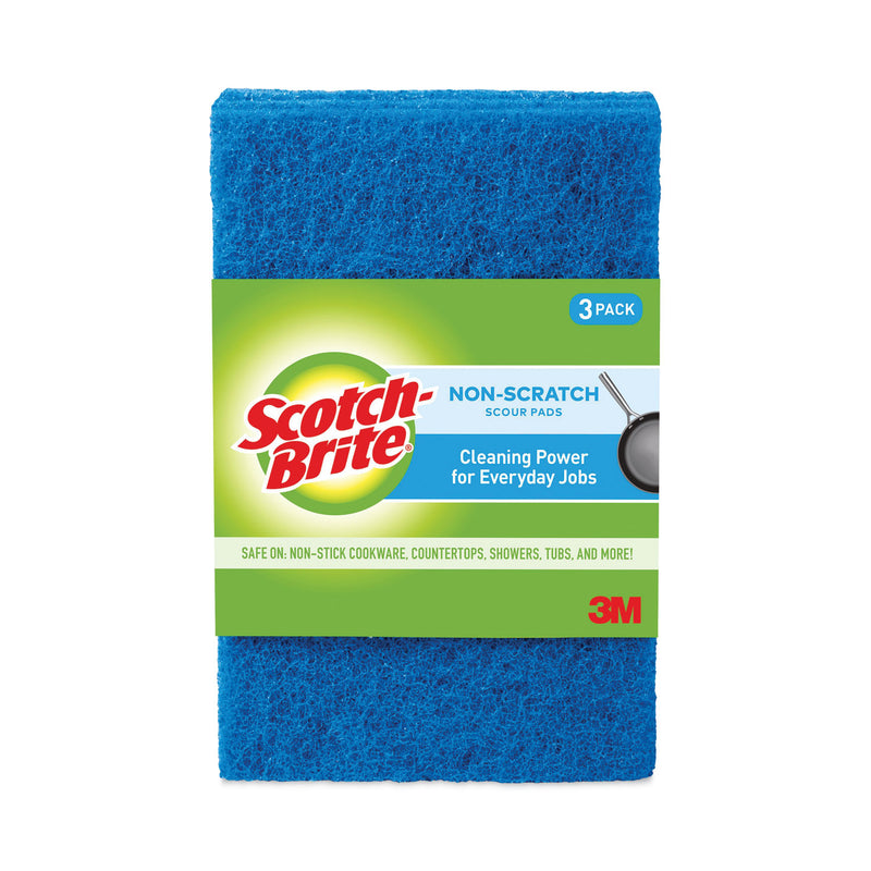 Scotch-Brite Non-Scratch Scour Pads, Size 3 x 6, Blue, 10/Carton