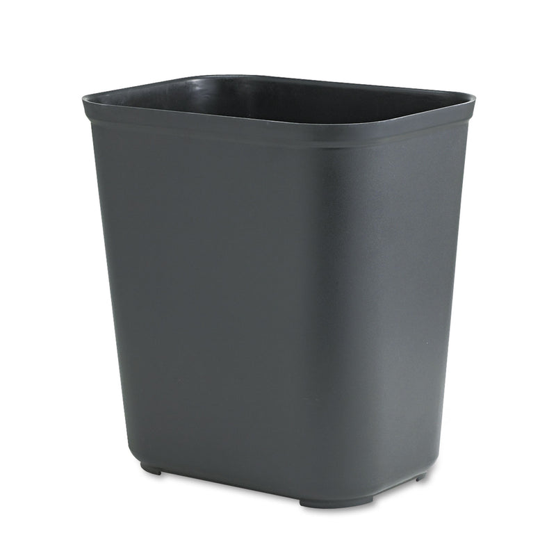 Rubbermaid Fire-Resistant Wastebasket, Rectangular, Fiberglass, 7 gal, Black