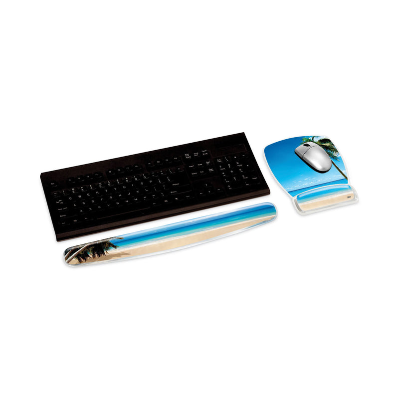 3M Fun Design Clear Gel Mouse Pad with Wrist Rest, 6.8 x 8.6, Beach Design