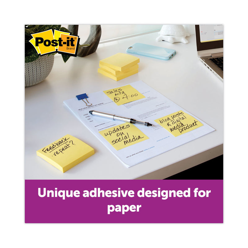 Post-it Original Recycled Pop-up Notes, 3" x 3", Canary Yellow, 100 Sheets/Pad, 12 Pads/Pack