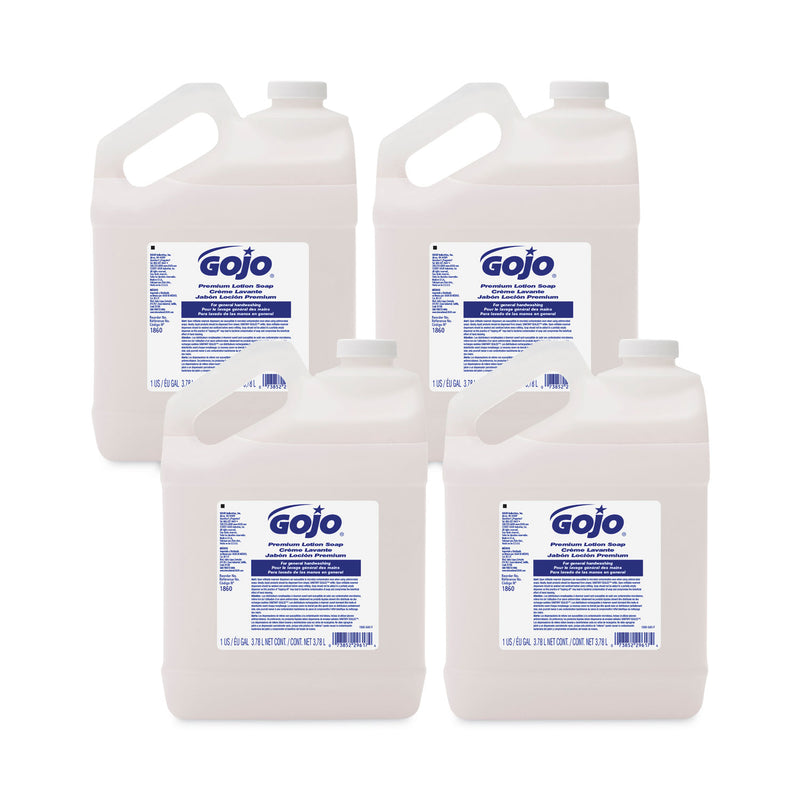 GOJO White Premium Lotion Soap, Waterfall Scent, 1 gal Refill, 4/Carton