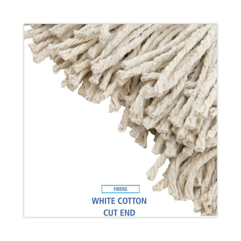 Boardwalk Premium Cut-End Wet Mop Heads, Cotton, 16oz, White, 12/Carton