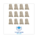 Boardwalk Premium Cut-End Wet Mop Heads, Cotton, 16oz, White, 12/Carton