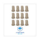 Boardwalk Mop Head, Premium Saddleback Head, Cotton Fiber, 24 oz, White, 12/Carton