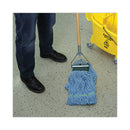 Boardwalk Looped End Mop Kit, Medium Blue Cotton/Rayon/Synthetic Head, 60" Yellow Metal/Polypropylene Handle
