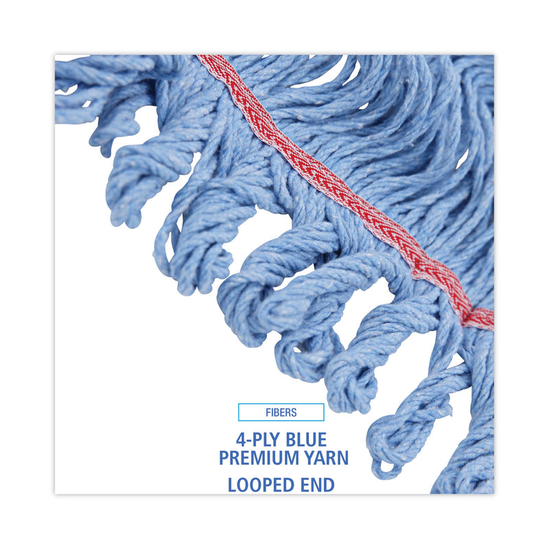 Boardwalk Pro Loop Web/Tailband Mop Head, Blue, Large, 12/Carton