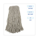 Boardwalk Cut-End Wet Mop Head, Cotton, No. 32, White, 12/Carton