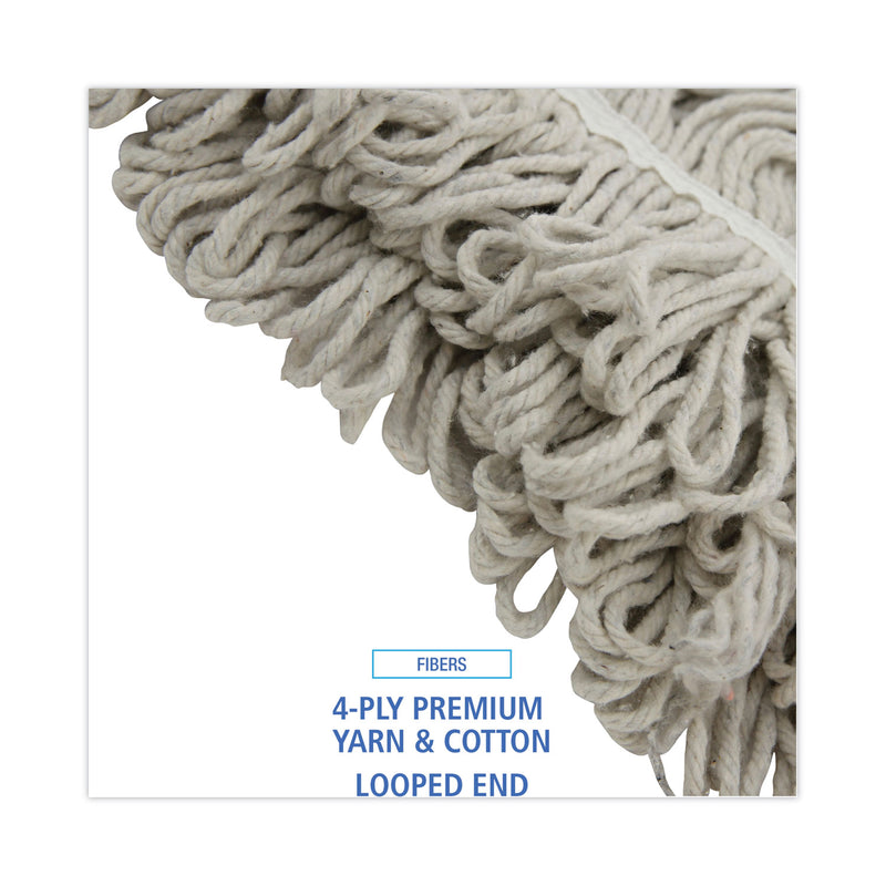 Boardwalk Mop Head, Loop Web/Tailband, Value Standard, Cotton, No. 32, White, 12/Carton