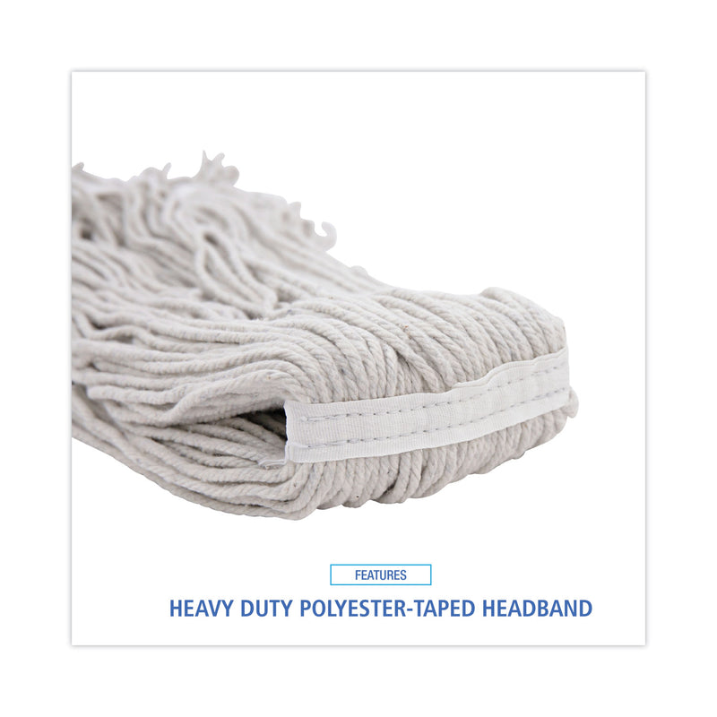 Boardwalk Mop Head, Loop Web/Tailband, Value Standard, Cotton, No. 32, White, 12/Carton