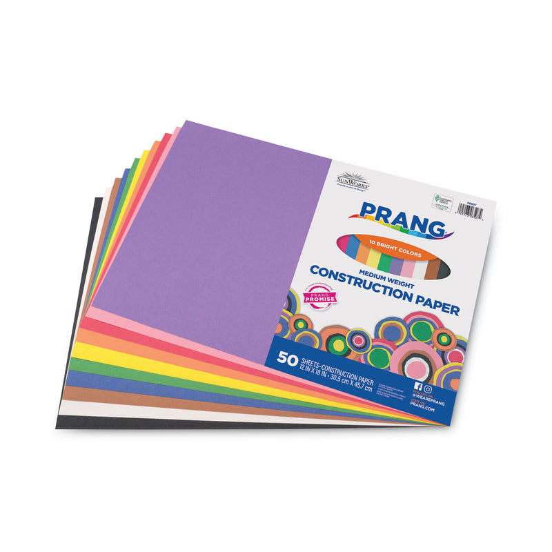 Prang SunWorks Construction Paper, 50 lb Text Weight, 12 x 18, Assorted, 50/Pack