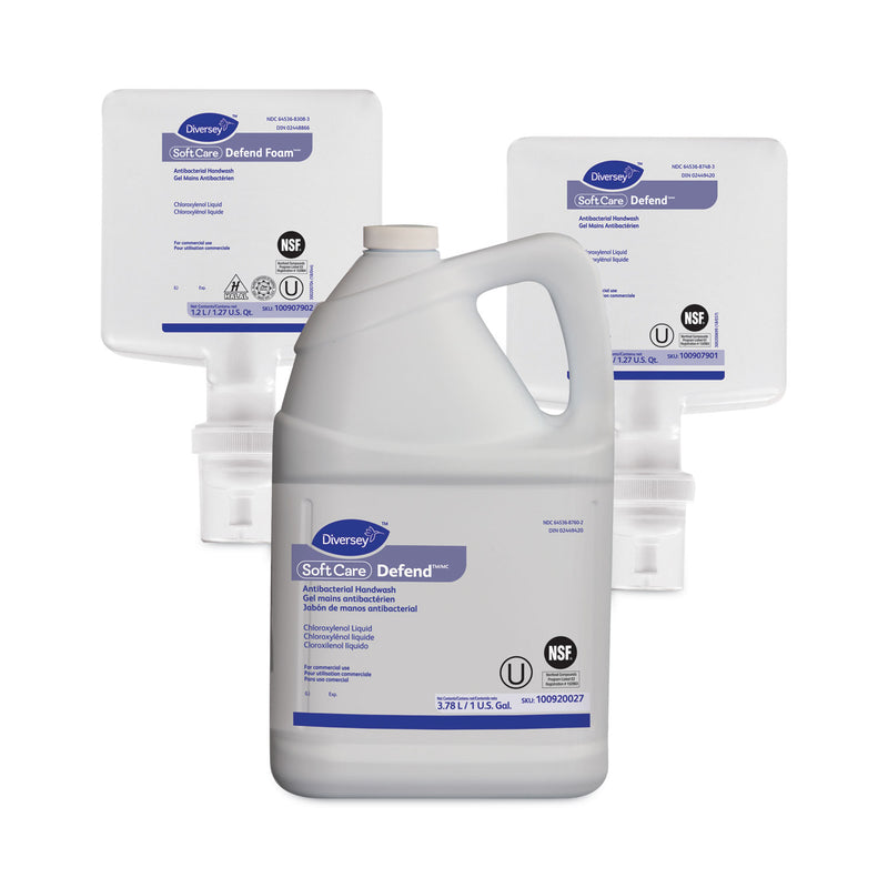 Diversey Soft Care Defend Handwash for IntelliCare Dispensers, Fragrance-Free, 1.2 L Refill, 6/Carton