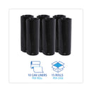 Boardwalk Low-Density Waste Can Liners, 16 gal, 1 mil, 24 x 32, Black, 10 Bags/Roll, 15 Rolls/Carton