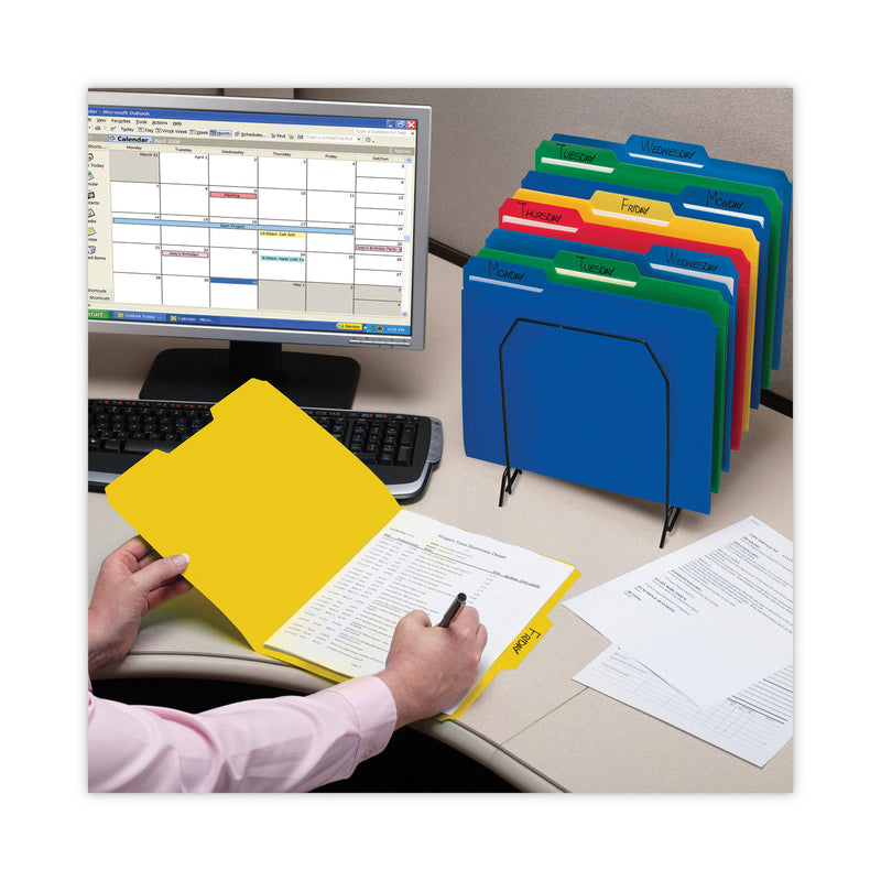 Smead Top Tab Poly Colored File Folders, 1/3-Cut Tabs: Assorted, Letter Size, 0.75" Expansion, Blue, 24/Box