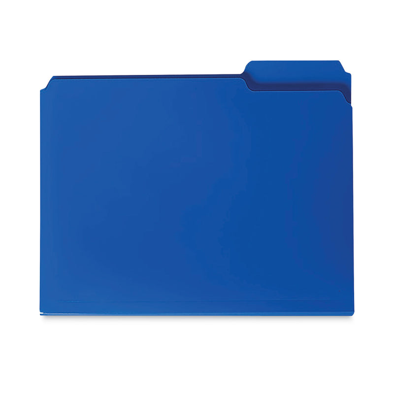 Smead Top Tab Poly Colored File Folders, 1/3-Cut Tabs: Assorted, Letter Size, 0.75" Expansion, Blue, 24/Box