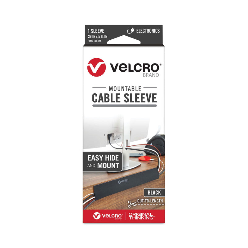 VELCRO Mountable Cable Sleeves, 5.75" X 36", Black