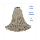Boardwalk Cut-End Lie-Flat Wet Mop Head, Cotton, 24oz, White