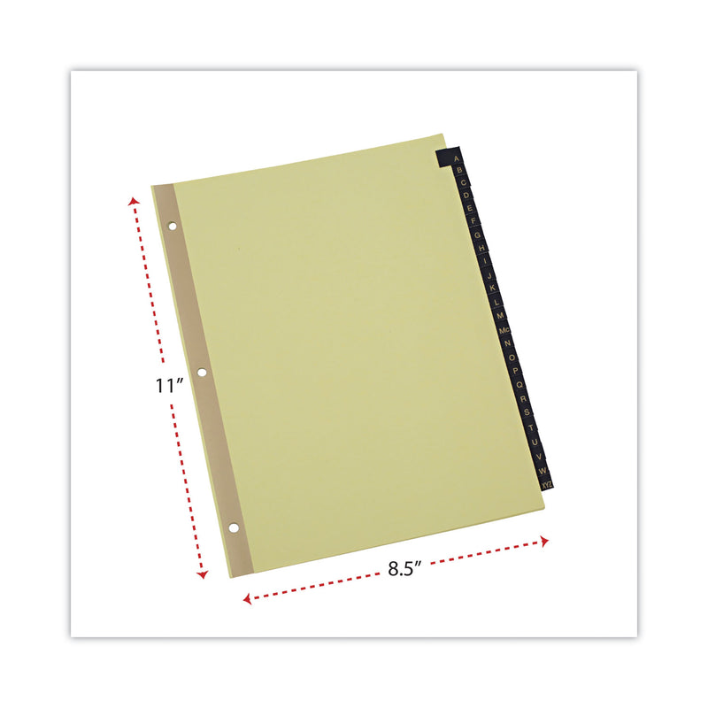 Universal Deluxe Preprinted Simulated Leather Tab Dividers with Gold Printing, 25-Tab, A to Z, 11 x 8.5, Buff, 1 Set