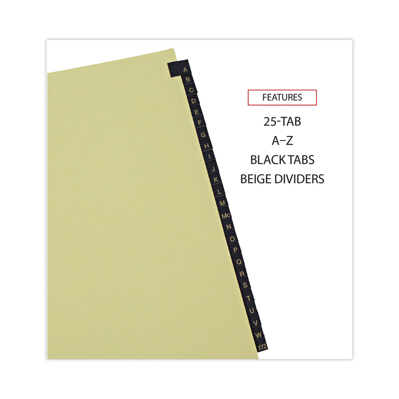 Universal Deluxe Preprinted Simulated Leather Tab Dividers with Gold Printing, 25-Tab, A to Z, 11 x 8.5, Buff, 1 Set