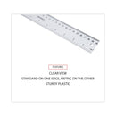 Universal Clear Plastic Ruler, Standard/Metric, 12" Long, Clear