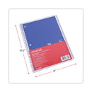 Universal Wirebound Notebook, 1 Subject, Quadrille Rule, Assorted Covers, 10.5 x 8, 70 Sheets, 4/Pack