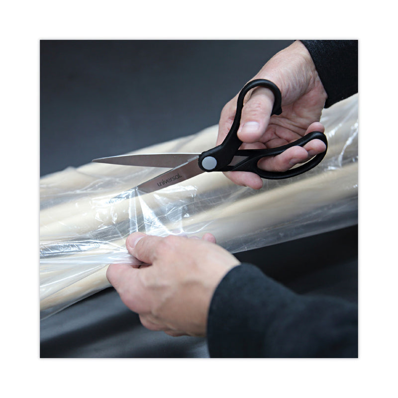 Universal Stainless Steel Office Scissors, 8.5" Long, 3.75" Cut Length, Black Offset Handle