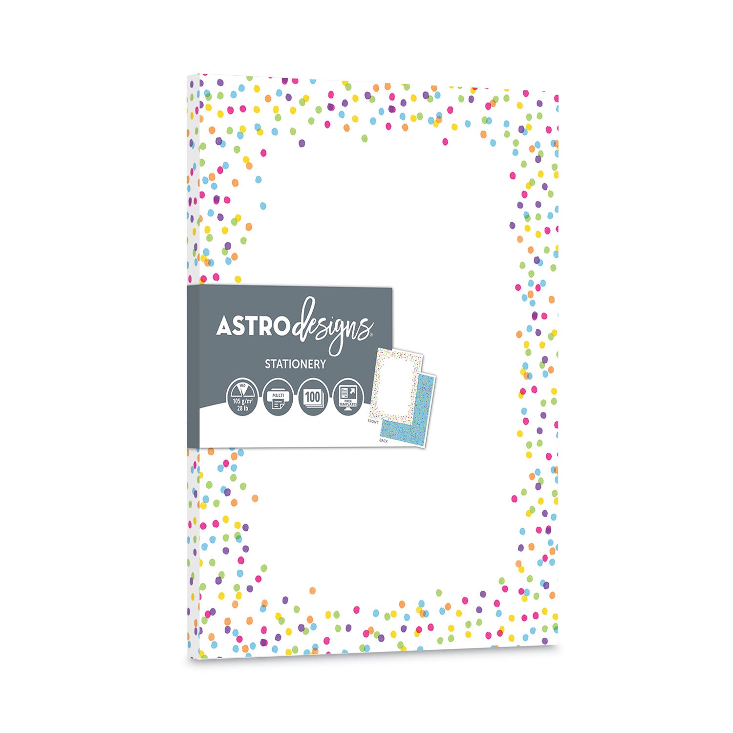Pre-Printed Paper, 28 lb Bond Weight, 8.5 x 11, Watercolor Dots, 100 ...