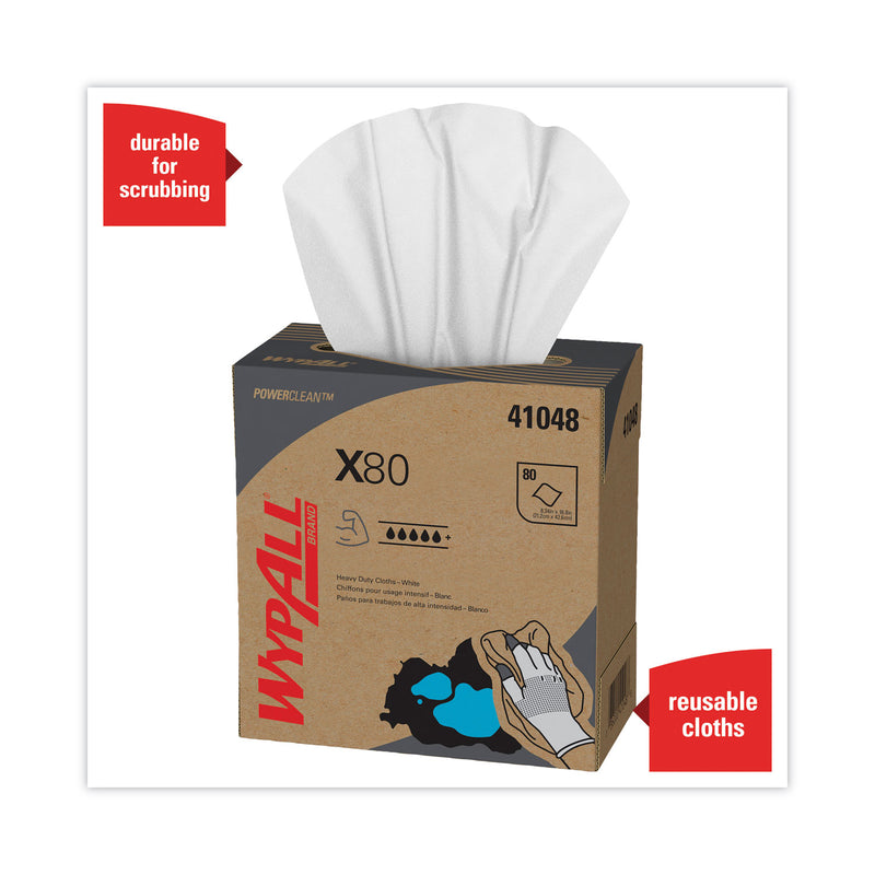 WypAll X80 Cloths, HYDROKNIT, POP-UP Box, 8.34 x 16.8, White, 80/Box, 5 Boxes/Carton