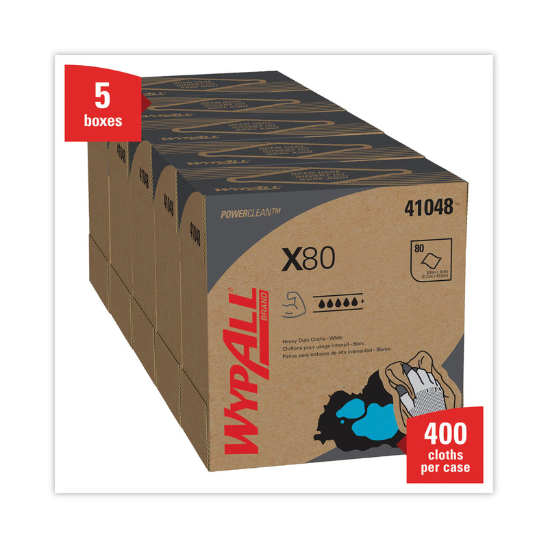 WypAll X80 Cloths, HYDROKNIT, POP-UP Box, 8.34 x 16.8, White, 80/Box, 5 Boxes/Carton